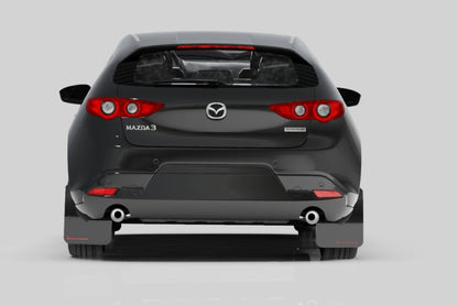 Rally Armor 19-22 Mazdaspeed3 Hatchback UR White Mud Flap w/ Black Logo | MF61-UR-WH/BLK