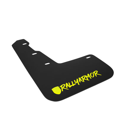 Rally Armor 15-21 Subaru WRX/STI UR Mudflaps Black Urethane w/ New Era Neon Yellow Logo | MF32-UR-BLK/CGN-X