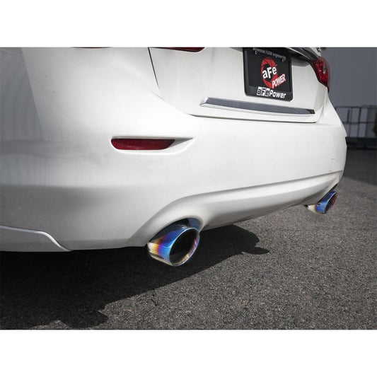 aFe Takeda 2.5in 304 SS Axle-Back Exhaust w/ Blue Flame Tips Infiniti Q50 V6-3.0L 2016-2018 | 49-36130NM-L