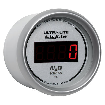 Autometer Ultra-Lite 2-1/16in 1600 PSI Digital Nitrous Pressure Gauge Silver Universal | 6574