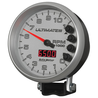 Autometer 5 inch Ultimate III Playback Tachometer 11000 RPM Silver Universal | 6886