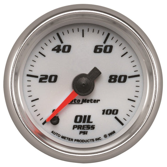 Autometer Pro-Cycle Gauge Oil Pressure 2 1/16in 100psi Digital Stepper Motor White Universal | 19752