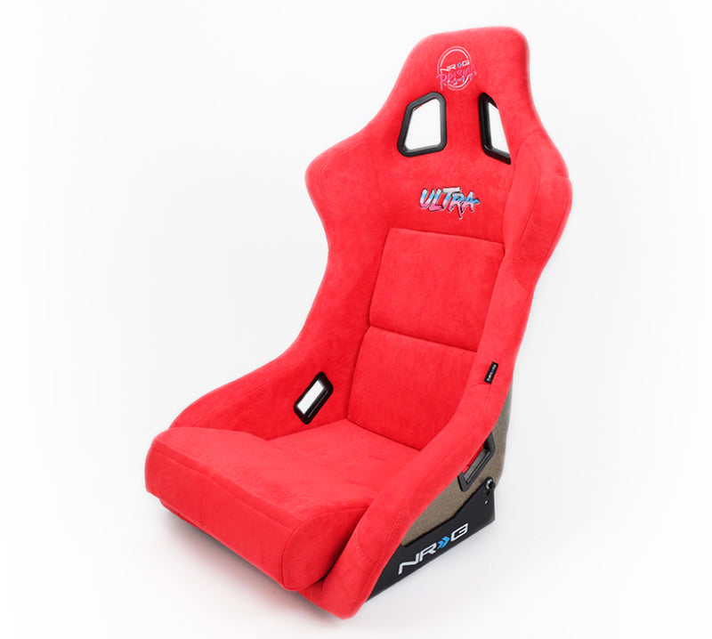 NRG FRP Bucket Seat ULTRA Edition - Large | Red Alcantara/Gold Glitter Back