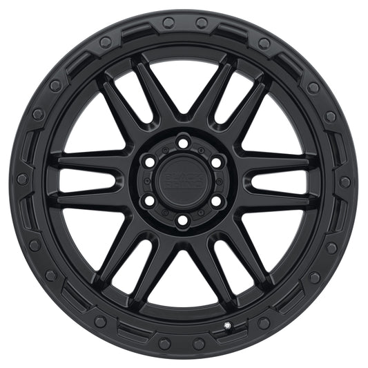 Black Rhino Apache 17x8.5 5x114.3 ET-18 CB 71.6 Matte Black w/Black Bolts Wheel