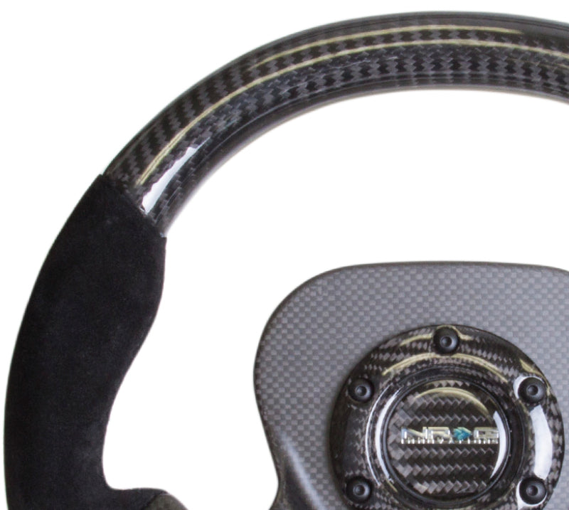 NRG Carbon Fiber Steering Wheel | 320mm CF Center Plate & Two-Tone Carbon w/Suede Trim Handles