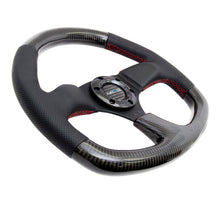 NRG Carbon Fiber Steering Wheel | 320mm Flat Bottom & Leather Trim w/Red Stitching