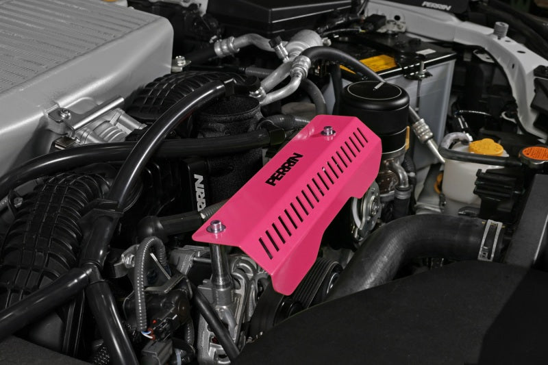 Perrin 22-24 WRX Pulley Cover (Short Version - Works w/AOS System) - Hyper Pink | PSP-ENG-154HP