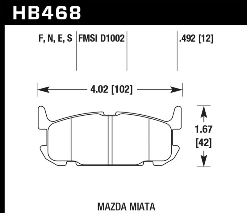 Hawk Performance Rear HPS 5.0 Street Brake Pads Mazda Miata 2004-2005 | HB468B.492