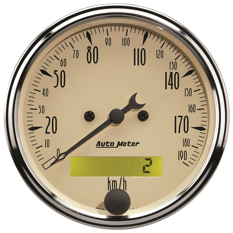 Autometer Antique Beige 5-Gauge Kit 3-1/8in Electrical Speedometer 190KPH Universal | 1809-M