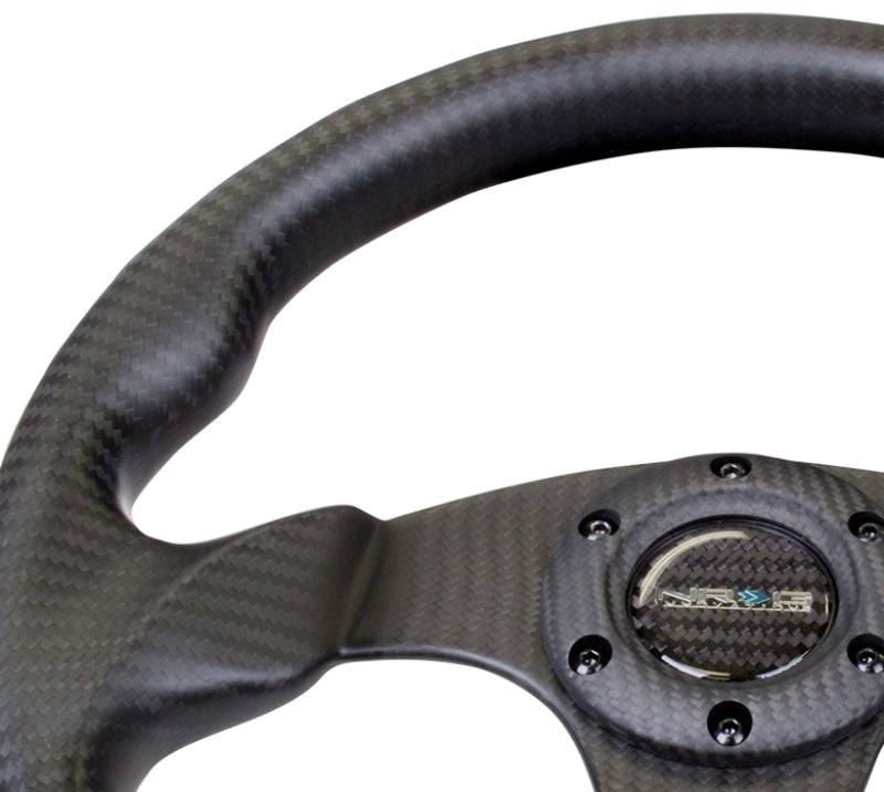 NRG Carbon Fiber Steering Wheel | 320mm Flat Bottom Matte Black Carbon