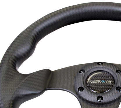 NRG Carbon Fiber Steering Wheel | 320mm Flat Bottom Matte Black Carbon