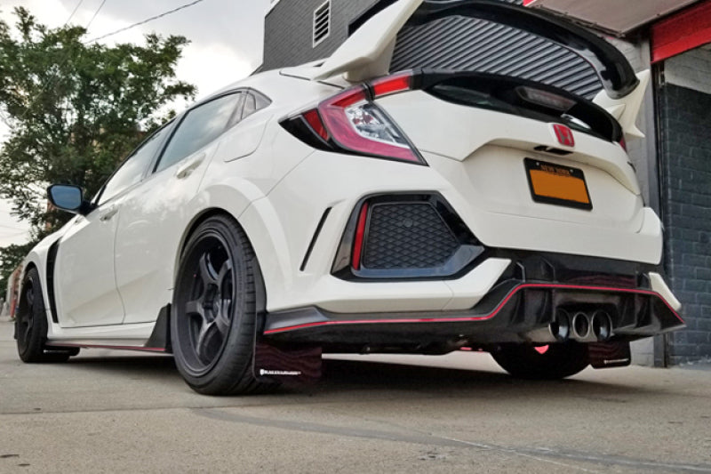 Rally Armor UR White Mud Flap w/ Red Logo Honda Civic Type R 2017-21 | MF47-UR-WH/RD