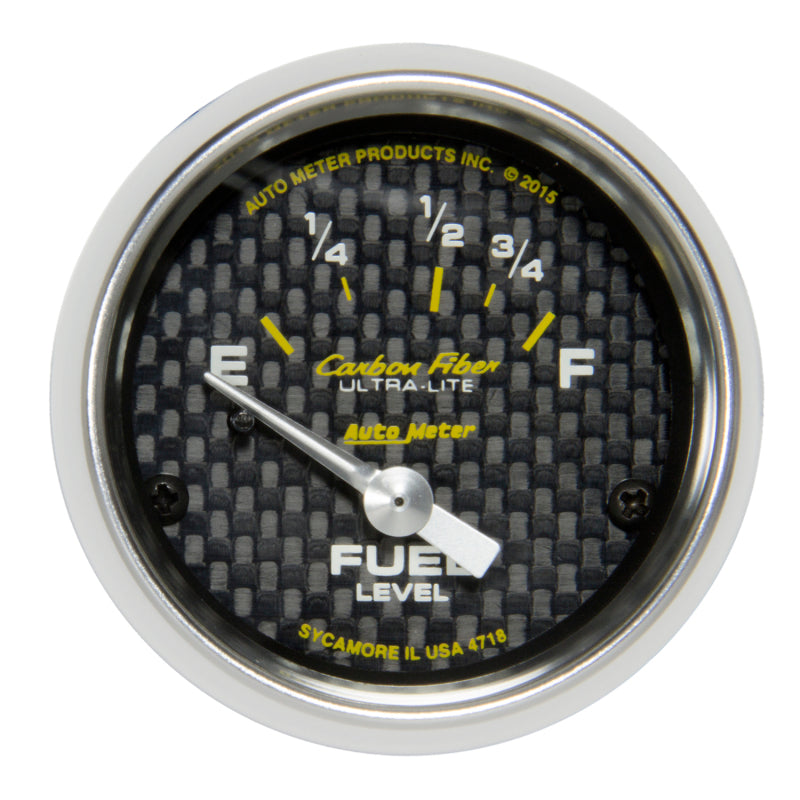 Autometer Carbon Fiber Gauge Fuel Level 2 1/16in 16e To 158f Elec Carbon Fiber Universal | 4718