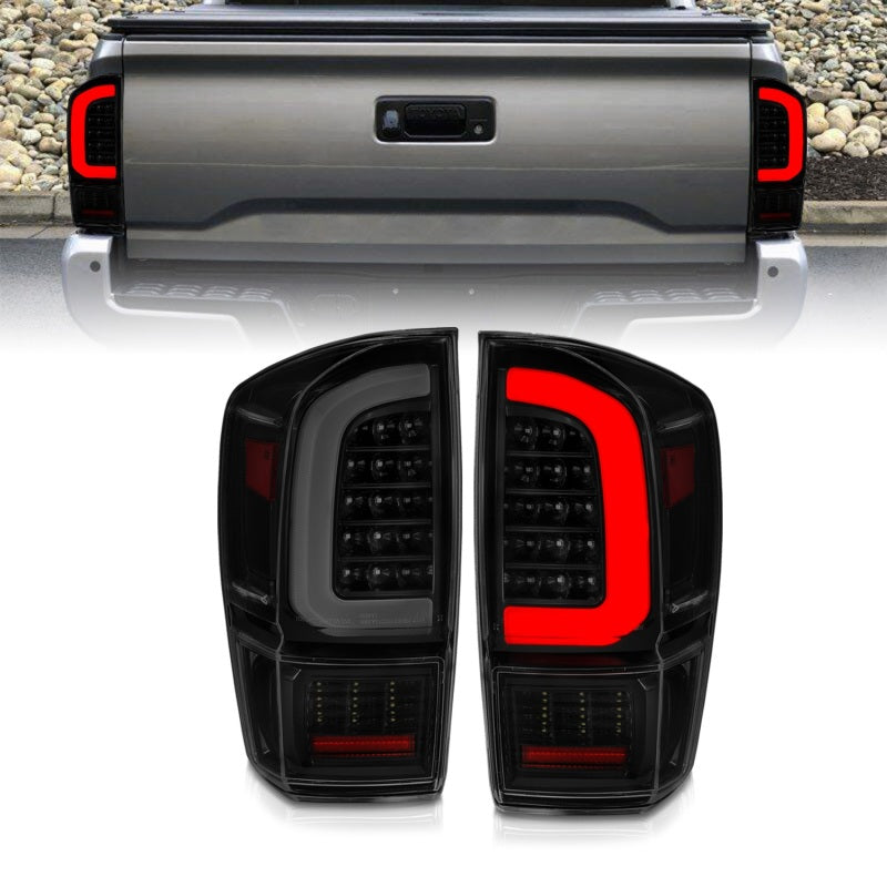 ANZO LED Tail Lights w/ Light Bar Sequential Black Housing & Smoke Lens Toyota Tacoma 2016-2020 | 311401