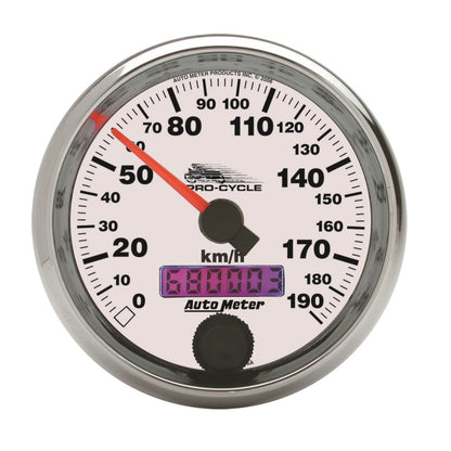 Autometer Pro-Cycle Gauge Speedometer 2 5/8in 190 Kmh Electric White Universal | 19341-M