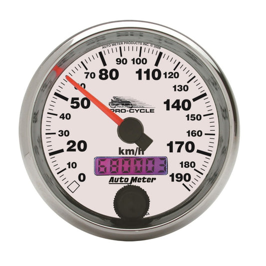 Autometer Pro-Cycle Gauge Speedometer 2 5/8in 190 Kmh Electric White Universal | 19341-M