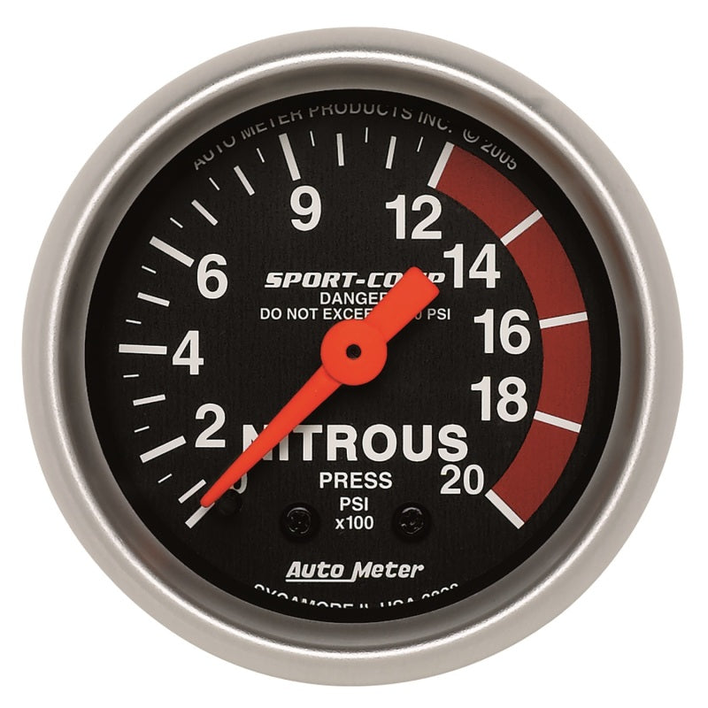 Autometer Sport-Comp 52mm 0-2000 PSI Mechanical Nitrous Pressure Gauge Universal | 3328