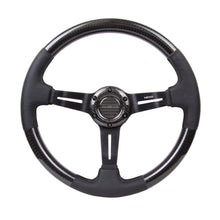 NRG Carbon Fiber Steering Wheel | 350mm / 1.5in. Deep Leather Trim w/Blk Stitch & Slit Cutout Spokes