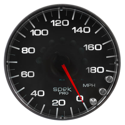 Autometer Spek-Pro Gauge Speedometer 5in 180 Mph Electric Programmable Black/Black Universal | P230328