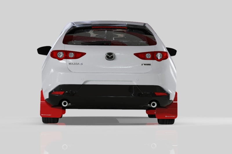 Rally Armor 19-22 Mazdaspeed3 Hatchback UR Red Mud Flap w/ White Logo | MF61-UR-RD/WH