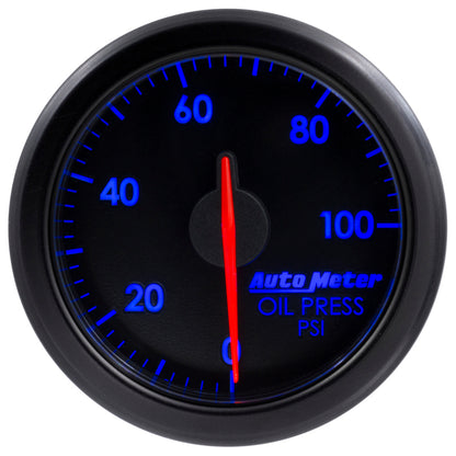 Autometer Airdrive 2-1/6in Oil Pressure Gauge 0-100 PSI Black Universal | 9152-T