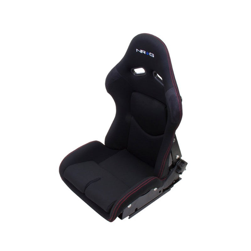 NRG FRP Bucket Seat - Reclinable (Black Cloth w/Red Stiting)