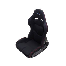 NRG FRP Bucket Seat - Reclinable | Black Cloth w/Red Stiting