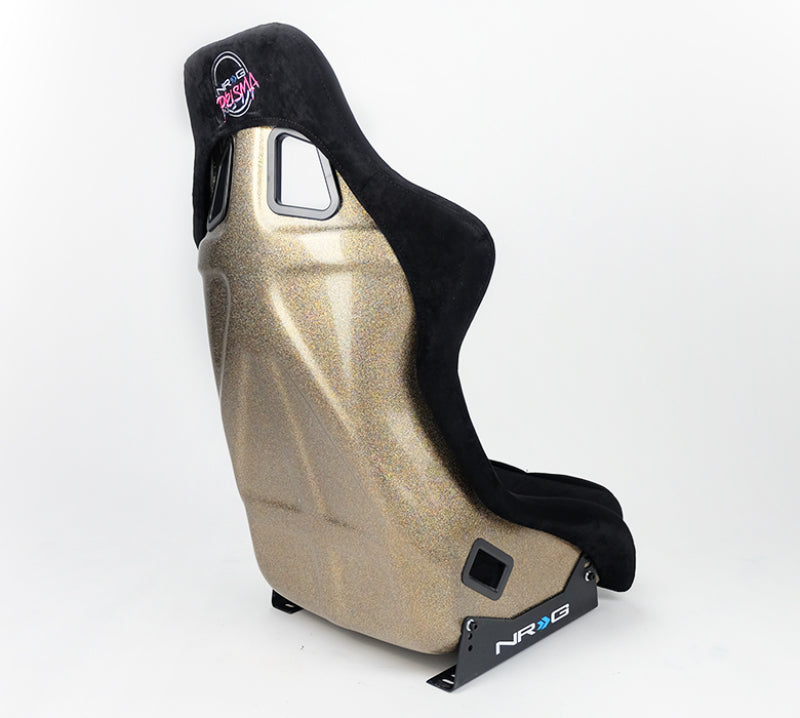 NRG FRP Bucket Seat ULTRA Edition - Large | Black Alcantara/Gold Glitter Back