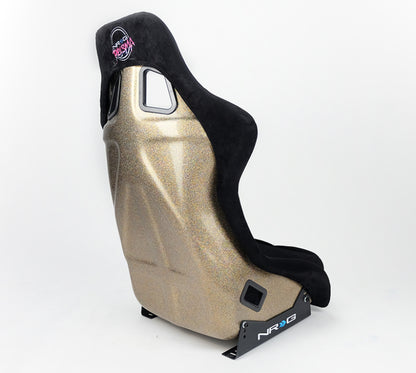 NRG FRP Bucket Seat ULTRA Edition - Large | Black Alcantara/Gold Glitter Back