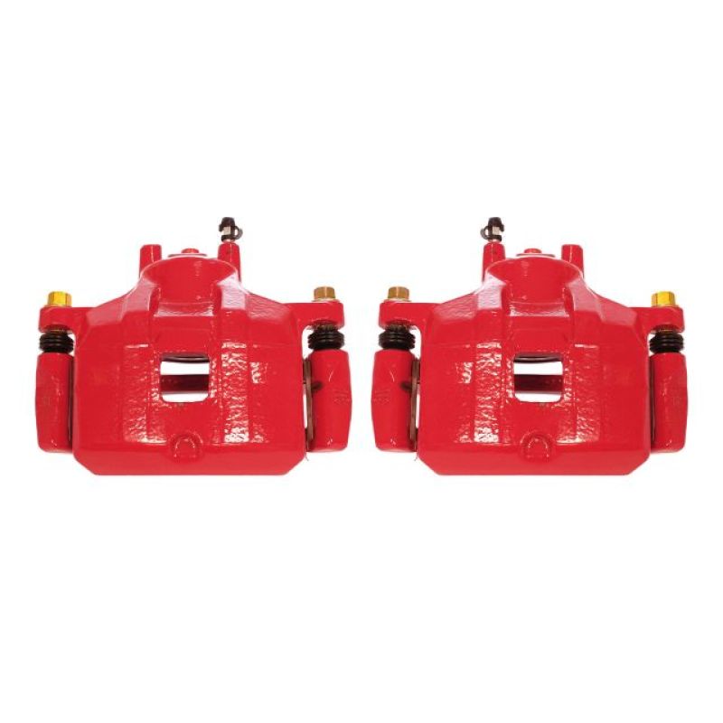 Power Stop Front Red Calipers w/Brackets Pair Mitsubishi Lancer 2008-2017 | S5032C