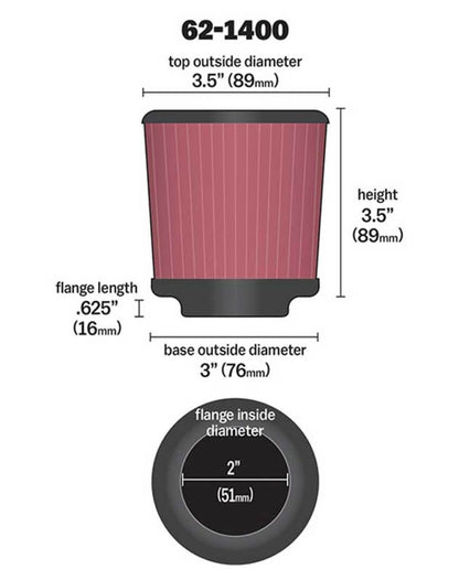 K&N Tower Base Covered Crankcase Vent Air Filter w/ Multi-Hose Vents 2in Flange ID / 3in Base OD | 62-1400