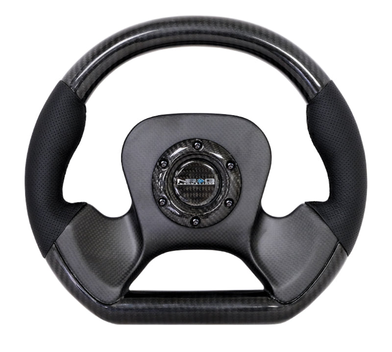 NRG Carbon Fiber Steering Wheel | 320mm CF Center Plate & Two-Tone Carbon w/Leather Trim Handles