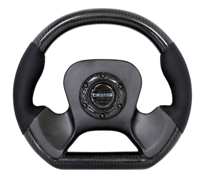 NRG Carbon Fiber Steering Wheel | 320mm CF Center Plate & Two-Tone Carbon w/Leather Trim Handles