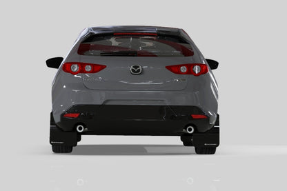 Rally Armor 19-22 Mazdaspeed3 Hatchback UR White Mud Flap w/ Black Logo | MF61-UR-WH/BLK