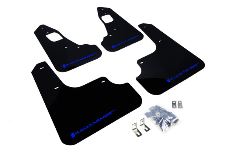 Rally Armor UR Black Mud Flap w/ Blue Logo Mitsubishi EVO X 2008+ | MF10-UR-BLK/BL