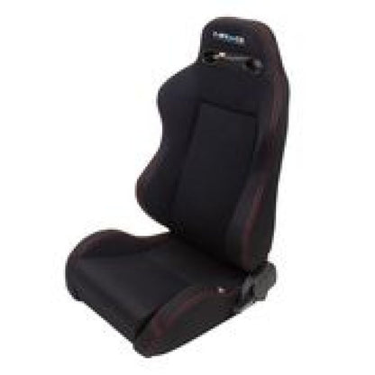 NRG Sport Seats | Pair Type-R Cloth w/NRG Logo - Black w/Red Stitch