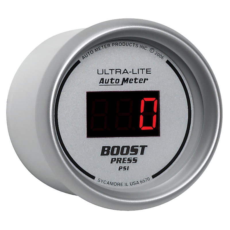 Autometer Ultra-Lite 2-1/16in 5-60 PSI Digital Boost Pressure Gauge Silver Universal | 6570