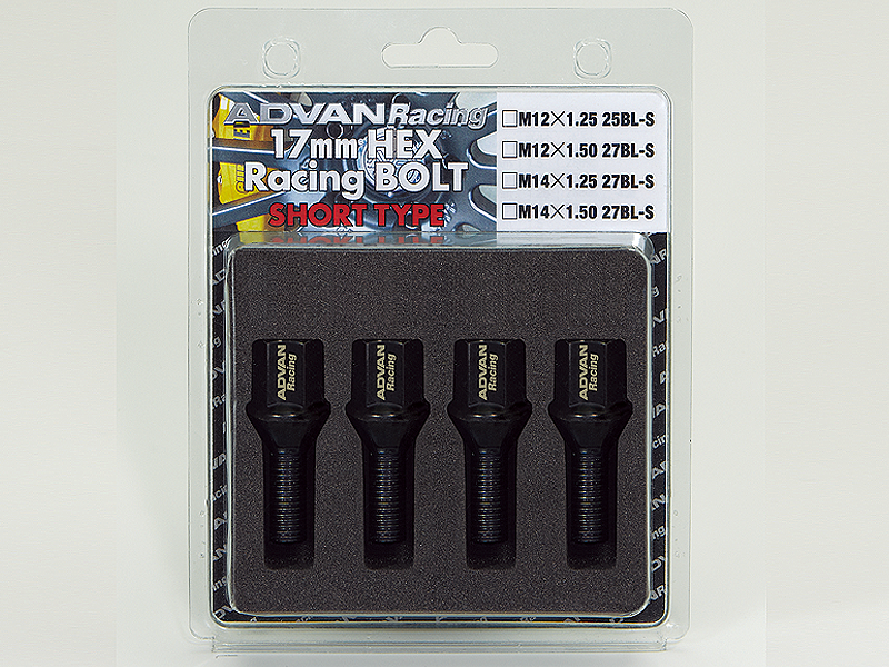 Advan Wheel Bolt M14x1.25 60 Degree 27mm Thread | Black - 4 Pack | Special Order No Cancel