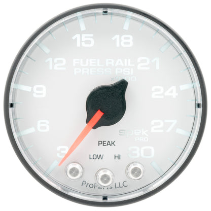 Autometer Spek-Pro 2 1/16in 30KPSI Stepper Motor W/Peak & Warn White/Black Rail Pressure Gauge Universal | P321128