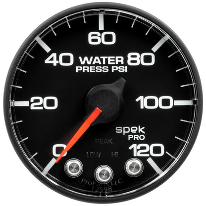 Autometer Spek-Pro Gauge Water Pressure 2 1/16in 120psi Stepper Motor W/ Peak & Warn Universal | P349328