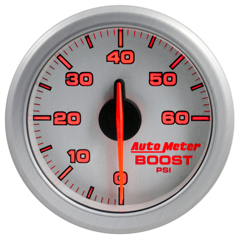 Autometer Airdrive 2-1/6in Boost Gauge 0-60 PSI Silver Universal | 9160-UL