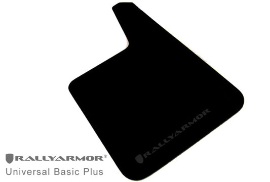 Rally Armor Longer Basic Plus Black Mud Flap w/ Black Logo Universal | MF20-BAS-BLK