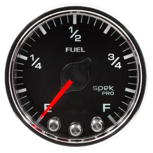 Autometer Spek-Pro Gauge Fuel Level 2 1/16in 0-270 Programmable Black / Chrm Universal | P31231