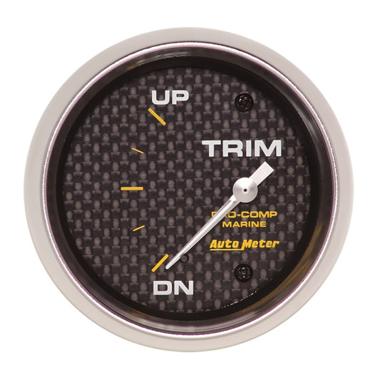 Autometer Marine Carbon Fiber Gauge 2-5/8in Electric Trim Level Gauge 0OHM Down 90OHM Up Universal | 200767-40