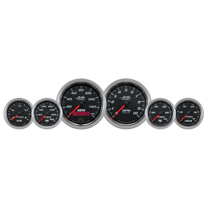 Autometer Pro-Cycle Gauge Kit 6 Pc. Kit 3 3/8in & 2 1/16in Bagger Black Universal | 19601