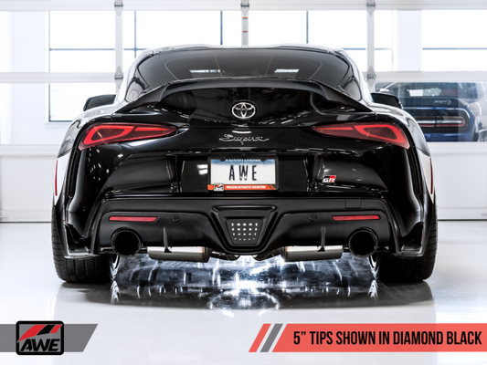 AWE Track Edition Exhaust 5in Diamond Black Tips Toyota Supra A90 2020+ | 3015-33130