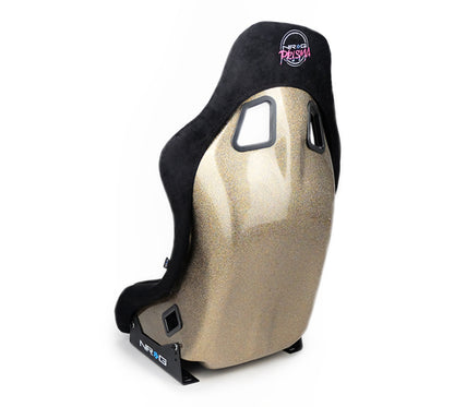 NRG FRP Bucket Seat ULTRA Edition - Medium | Black Alcantara/Gold Glitter Back