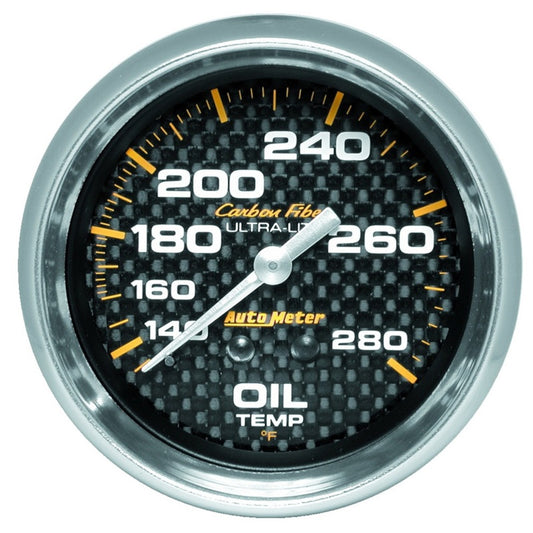 Autometer Carbon Fiber Oil Temperature Gauge Mechanical 52mm Universal | 4841