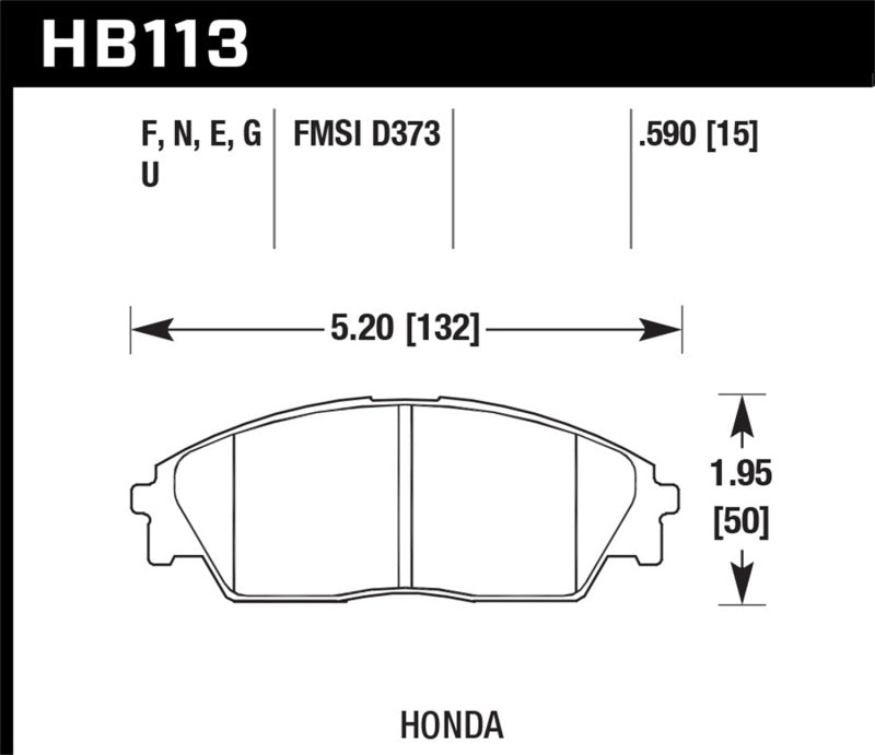 Hawk 90-91 Honda Civic 1.6L RT Front ER-1 Brake Pads | HB113D.590