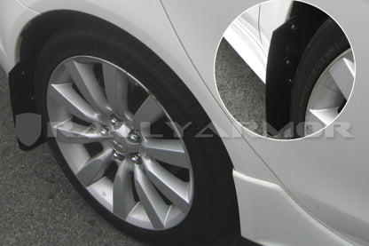 Rally Armor Basic Black Mud Flap w/ Black Logo Mitsubishi Lancer 2007-2017 | MF8-BAS-BLK